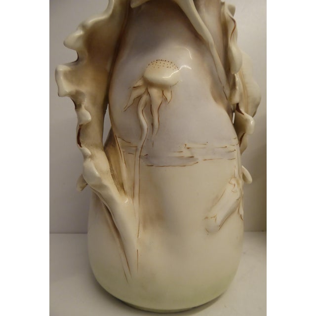 Art Nouveau Porcelain Thistles Vases attributed to Amphora / Riessner, Stellmacher, & Kessel, 1890s, Set of 2 For Sale - Image 6 of 18