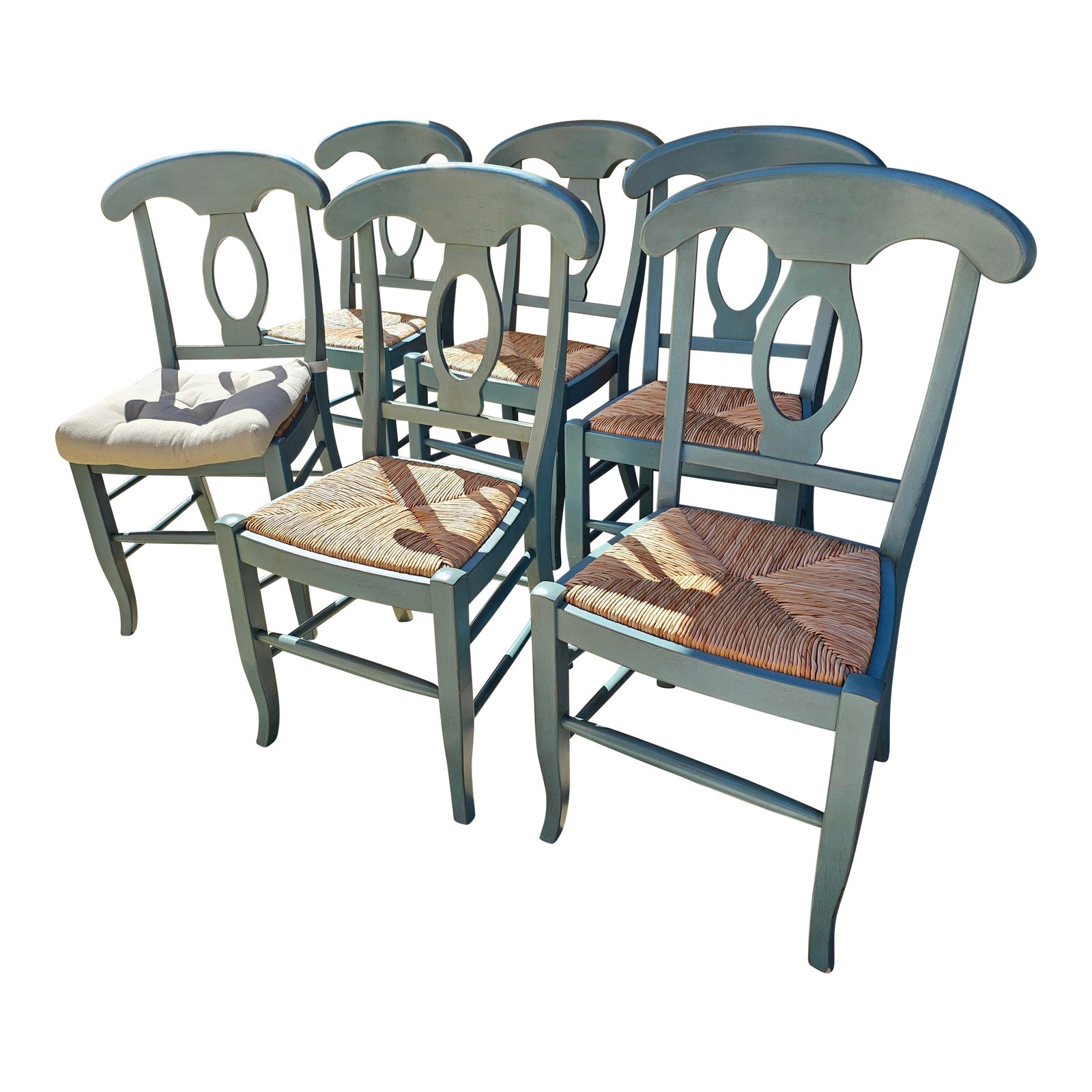 Pottery Barn Napoleon Dining Chairs Moonlight Blue Set of 6 Chairish
