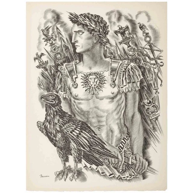 Julius Cesar is an original China ink drawing on paper applied realized by Albert Decaris in the 1970s. Good conditions....