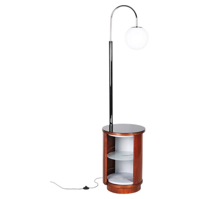 Czech Art Deco Walnut Floor Lamp attributed to J. Halabala for Up Závody, 1920s For Sale - Image 15 of 15