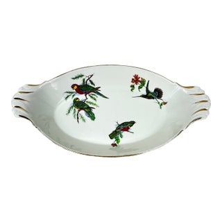 Vintage Exotic Birds Gratin Dish For Sale