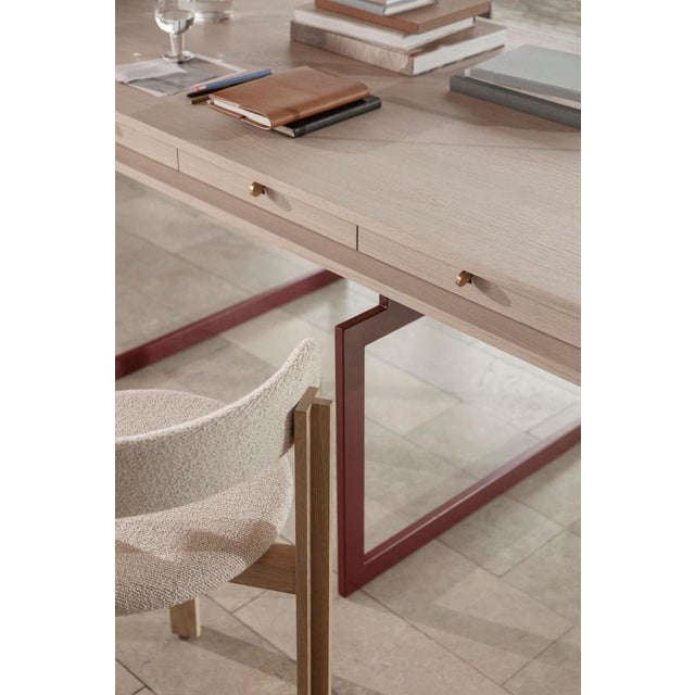 Metal Red and White Stained Oak Office Desk by Bodil Kjaer for Karakter For Sale - Image 7 of 13