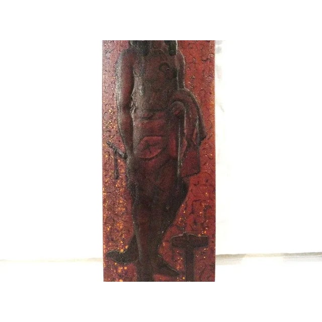 Fantastic Original Painted and Carved 19th Century Indian Plaque For Sale In Los Angeles - Image 6 of 7