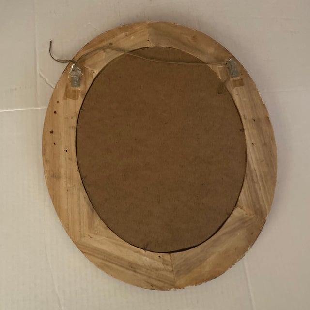 Vintage Oval Convex Mirror With Black and Gold Ornate Wooden Frame. For Sale - Image 10 of 12