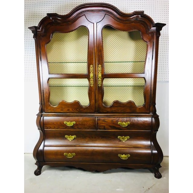 1950 S Oak Bombay Style China Cabinet Chairish