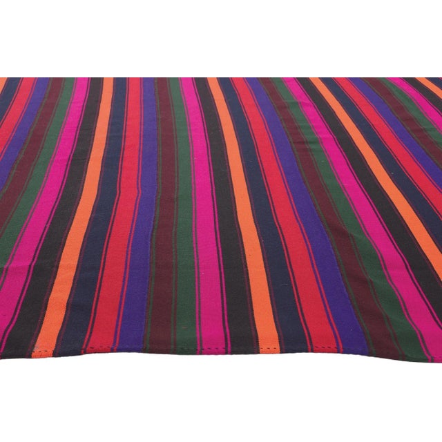 Late 20th Century Bold Vintage Turkish Striped Kilim Rug - 10’06 X 12’05 For Sale - Image 4 of 10