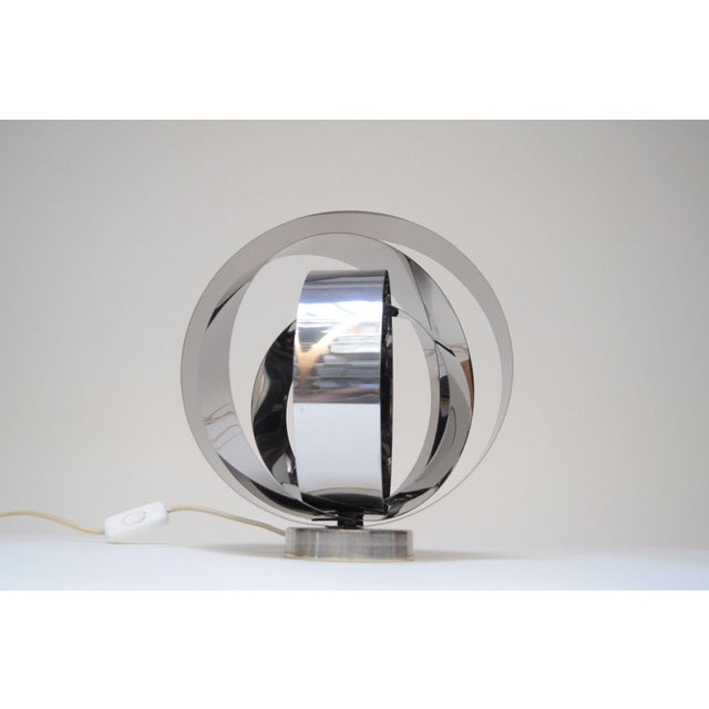 Chrome Vintage Italian Chrome Concentric Circle Armillary Table Lamp or Wall Sconce For Sale - Image 8 of 12