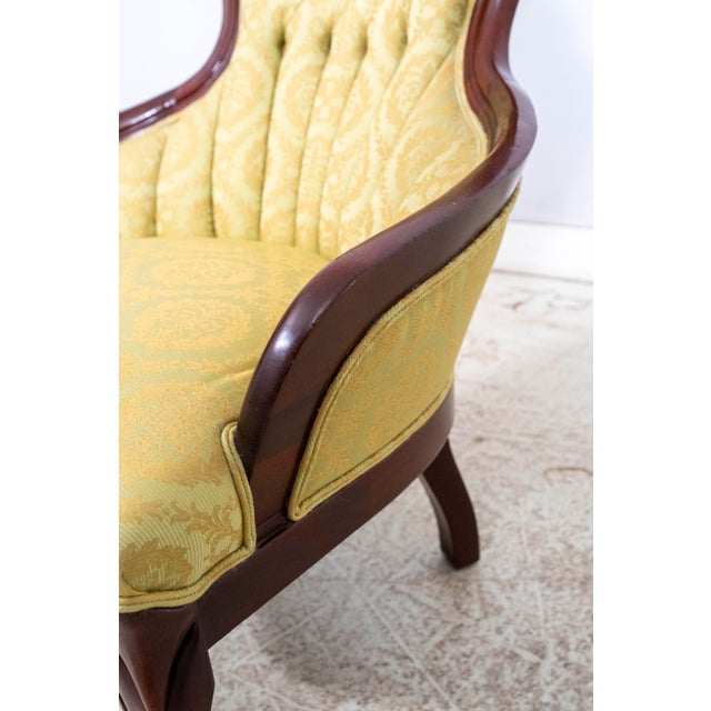 Pair of Walnut Victorian Style Tufted Parlor Chairs For Sale In Philadelphia - Image 6 of 16