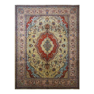 1920s Vintage Persian Tabriz Rug - 9′5″ × 12′3″ For Sale
