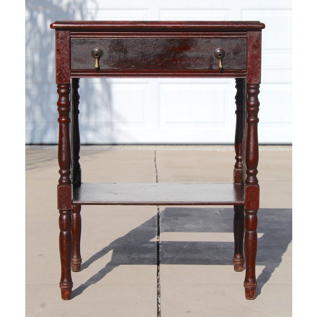 Early 20th Century Early 20th Century Arts & Crafts Victorian Revival Slatted Side Table With Turned Legs For Sale - Image 5 of 15