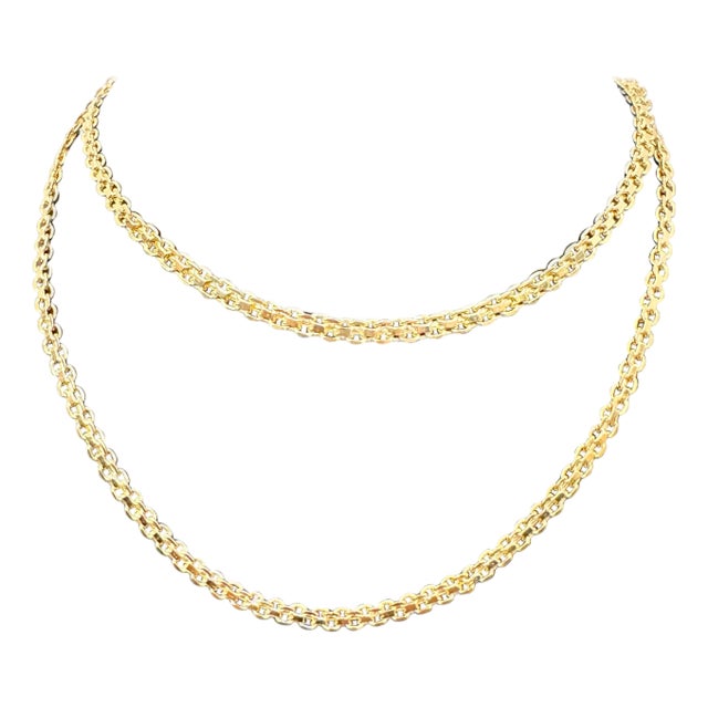 14k Solid Yellow Gold Handmade 3.4 mm Anchor Mariner Link Necklace, 24"L , 15.8G For Sale