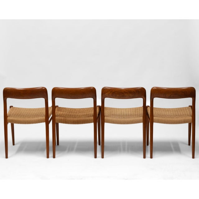 Model 75 Dining Chairs in Teak and Cord by Niels Otto (N. O.) Møller for J.L. Møllers, 1960s, Set of 4 For Sale - Image 6 of 18