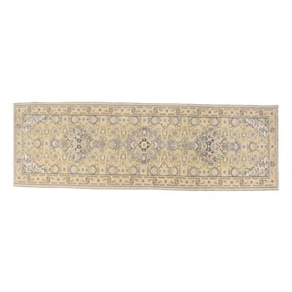 Modern Handmade Muted Oushak Runner Rug For Sale