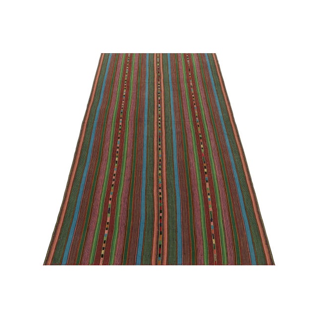 Tribal 1950s Vintage Persian Palas Kilim in Multicolor Stripes, From Rug & Kilim For Sale - Image 3 of 8