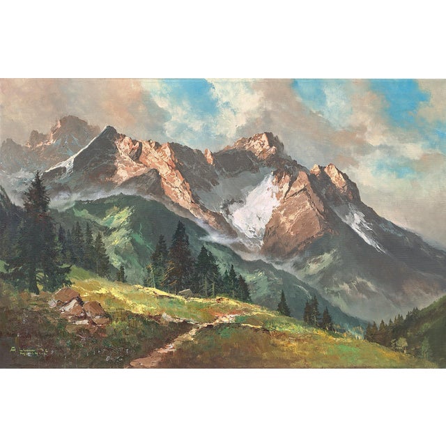Arno Lemke, Waxenstein and Alpspitze, 1950s, Oil on Canvas For Sale - Image 12 of 15