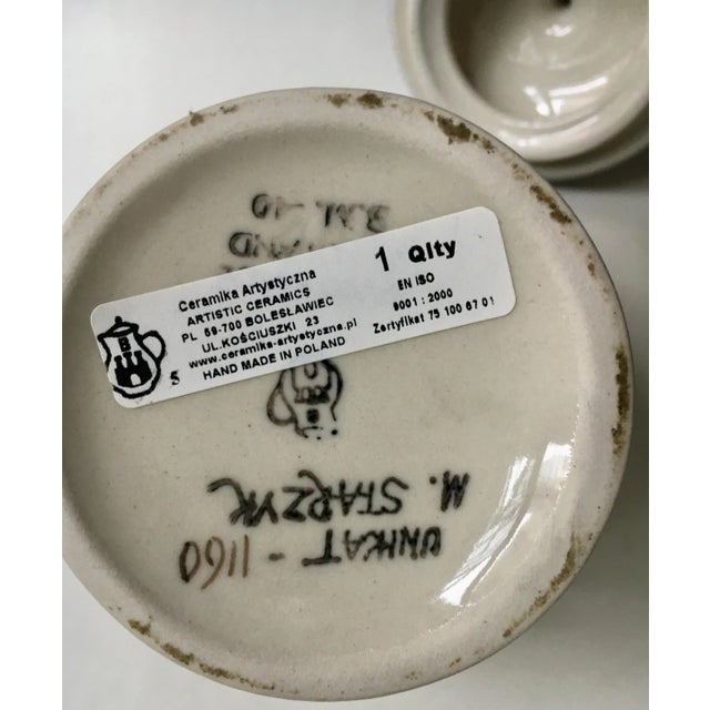 Cornflower Blue Maria Starzyk Blue Hand Painted Ceramic Jar For Sale - Image 8 of 10