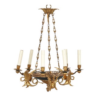 Early 20th Century French Empire Style Chandelier With Griffins For Sale