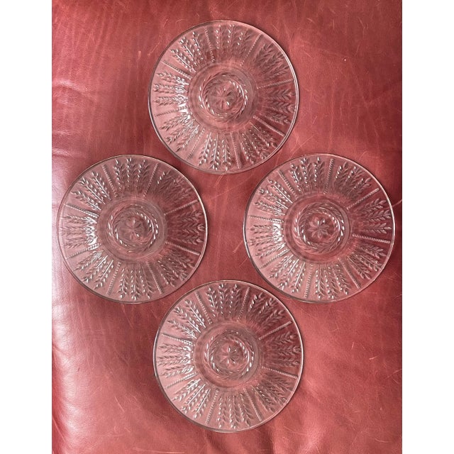 1940s Federal Glass Wheat & Star Pattern Glass Dessert Plates- Set of 4 For Sale - Image 11 of 13