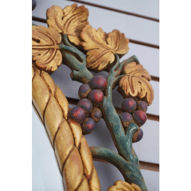 Wood Italian Wood Carved Grape Vine Decorative Mirror For Sale - Image 7 of 11