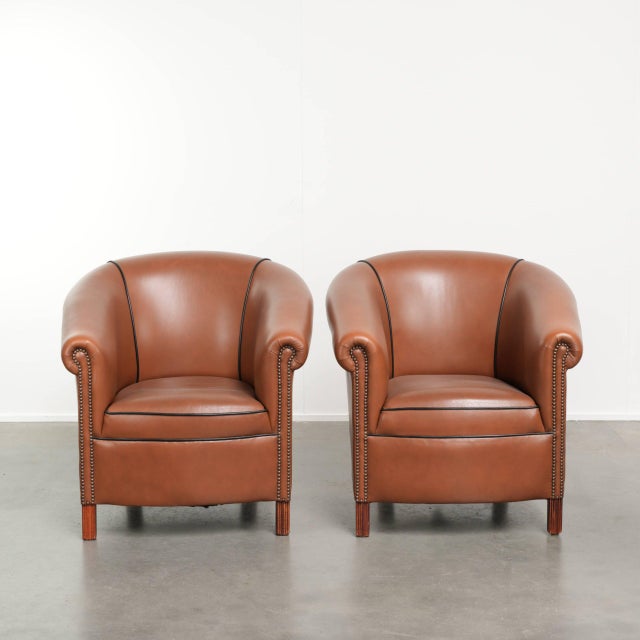 Cowhide Leather Club Chairs, Set of 2 For Sale - Image 14 of 14