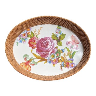 McKenzie-Child’s Floral Woven Tray For Sale