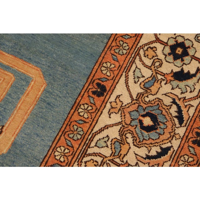 Textile Southwestern Heriz Ziegler Blue Beige Hand-Knotted Rug - 9'4'' X 11'7'' For Sale - Image 7 of 8