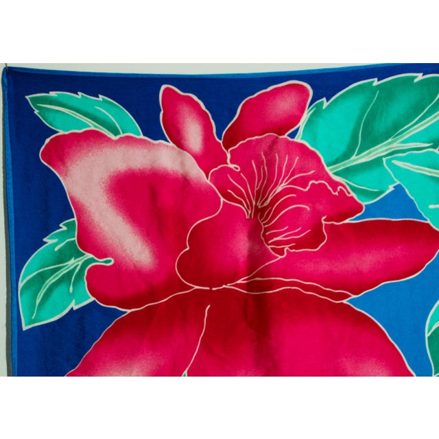 Oscar De La Renta wonderfully vivid floral tropical silk scarf. This vintage Oscar De La Renta silk scarf measures 34...