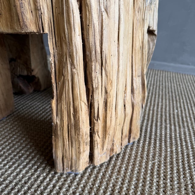 Late 20th Century Wabi Sabi Carved Tree Trunk Chair One of a Kind For Sale - Image 11 of 17