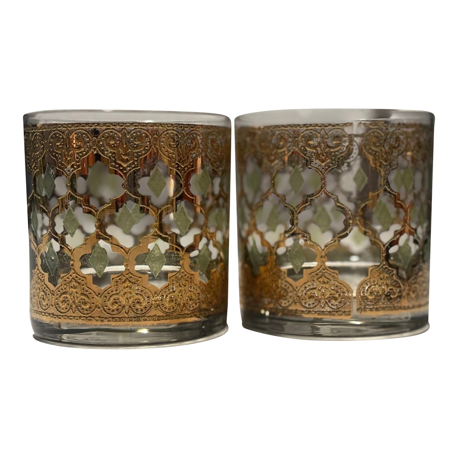 1960s Culver Double on the Rocks Valencia Glasses- Set of 2 | Chairish
