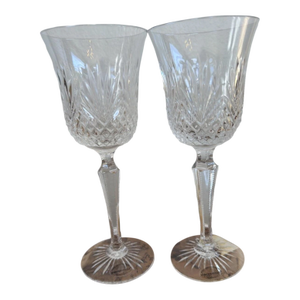 1980s Wedgwood Royal Crystal Wine Glasses MAJESTY Pattern 7 3/4" - a Pair