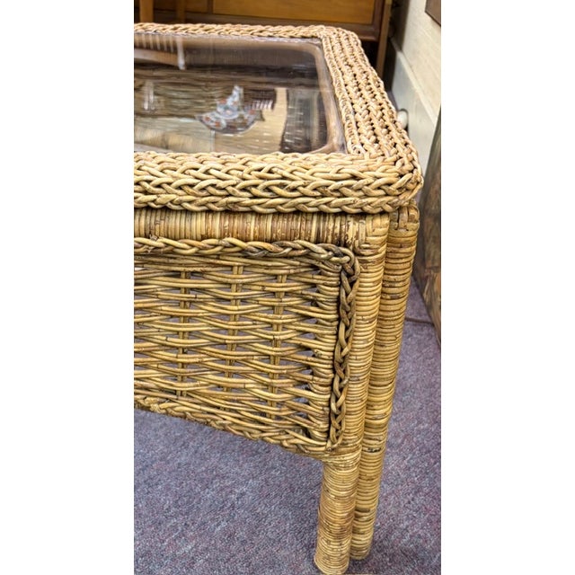 Wood Rattan Coffee Table For Sale - Image 7 of 8