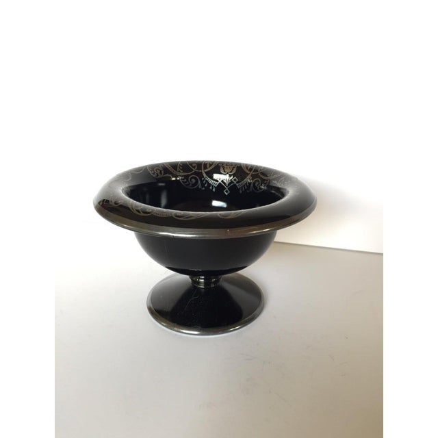 Art Deco Black Glass Candy Dish With Sterling Silver For Sale - Image 4 of 8