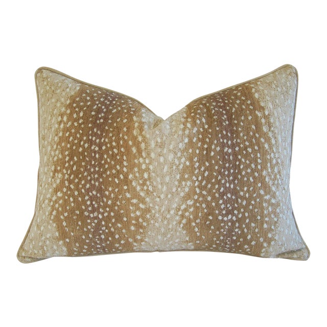 Large Custom Fawn Speckled Spot Velvet Feather Down Lumbar Pillow