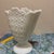 1960s Vintage Fenton Style Milk Glass Fan Vase Daisy and Button White Pedestal Scalloped MCM For Sale - Image 5 of 8