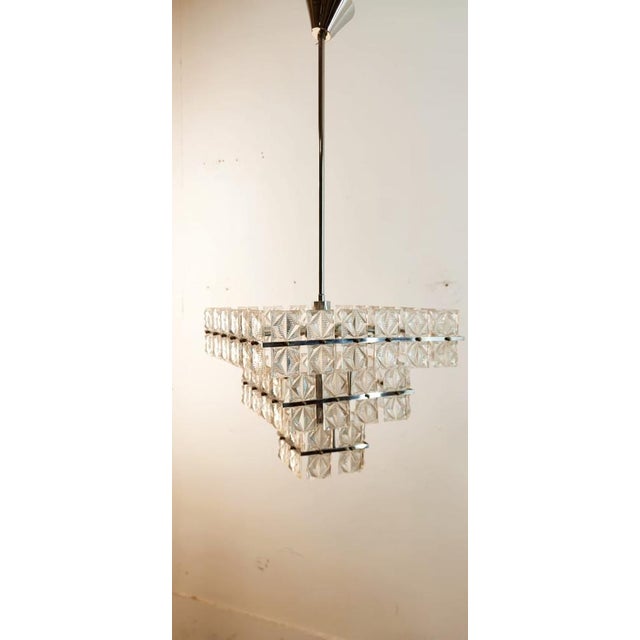 Silver Square Glass Ceiling Light For Sale - Image 8 of 17