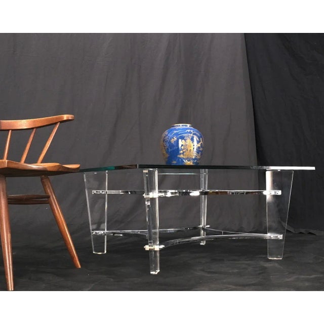 Metal Charles Hollis Jones Lucite Chrome Square Glass Top Coffee Center Table For Sale - Image 7 of 13