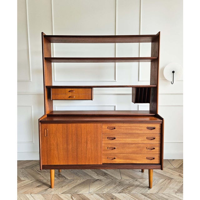 Mid-Century Teak Bookcase with Pull-Out Writing Desk, 1960s For Sale - Image 17 of 18