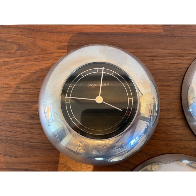 Wall Clock with Barometer and Thermometer by Andreas Mikkelsen for Georg Jensen, 1980s, Set of 3 For Sale - Image 6 of 8