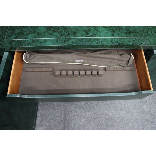 Pair of Henredon Faux Malachite Cabinets For Sale - Image 10 of 16