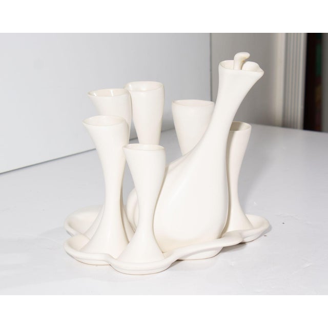 Peter Saenger White Porcelain Sake Set For Sale - Image 4 of 8