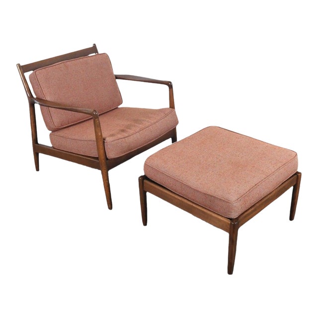 Mid 20th Century Dux Lowback Lounge Chair + Ottoman by Folke Ohlsson For Sale