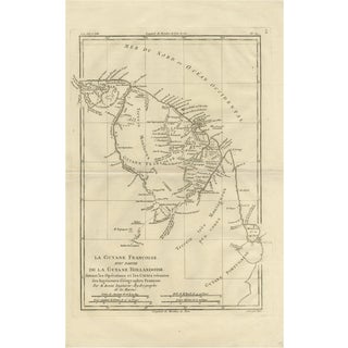 French Guiana and Suriname Colonial Map of the Guianas by Rigobert Bonne, 1780 For Sale