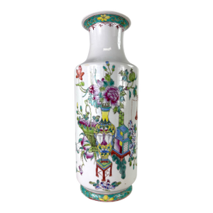 Mid-Century Chinese Export Handpainted Porcelain Vase.