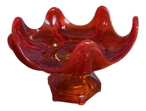 Mid-Century Orange Colored Coupe by Viking Glass