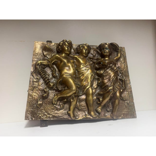 Antique Bronze Plaque with Cherubs, 1900 For Sale - Image 3 of 10