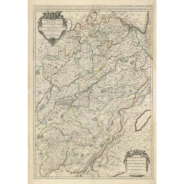 Black Large Antique Map of Franche-Comté, 1681 For Sale - Image 8 of 10
