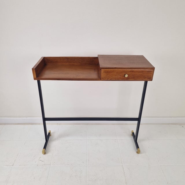 Mid-Century Modern Italian Console Table with Brass Elements, 1950s For Sale - Image 4 of 18