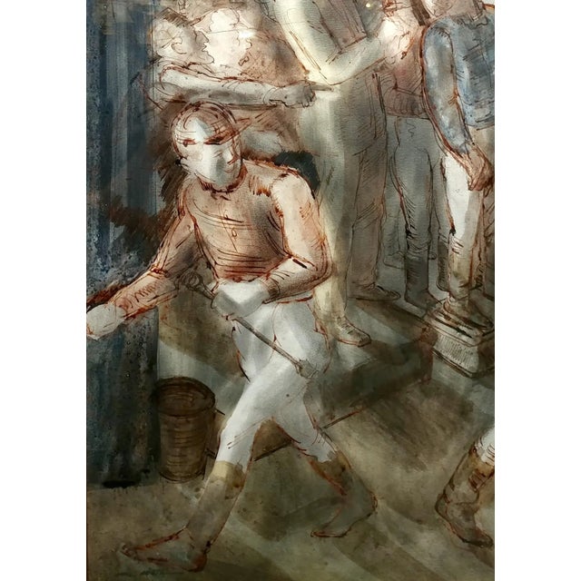 C. 1939 Carl Hugo Beetz "Jockeys" Mixed Media Painting For Sale - Image 4 of 9