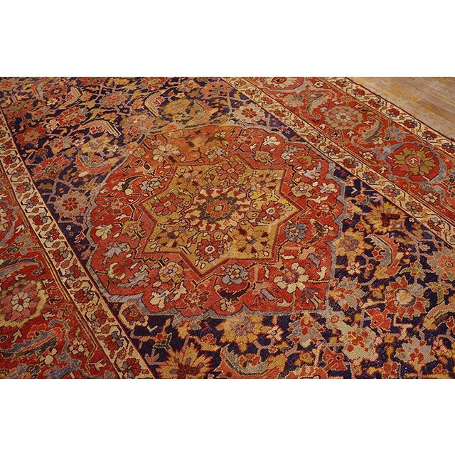 1800s Blue Navy Geometric Traditional Nw Persian Rug With Inscription 7' X 15' Hand Knotted Wool Carpet For Sale In New York - Image 6 of 6