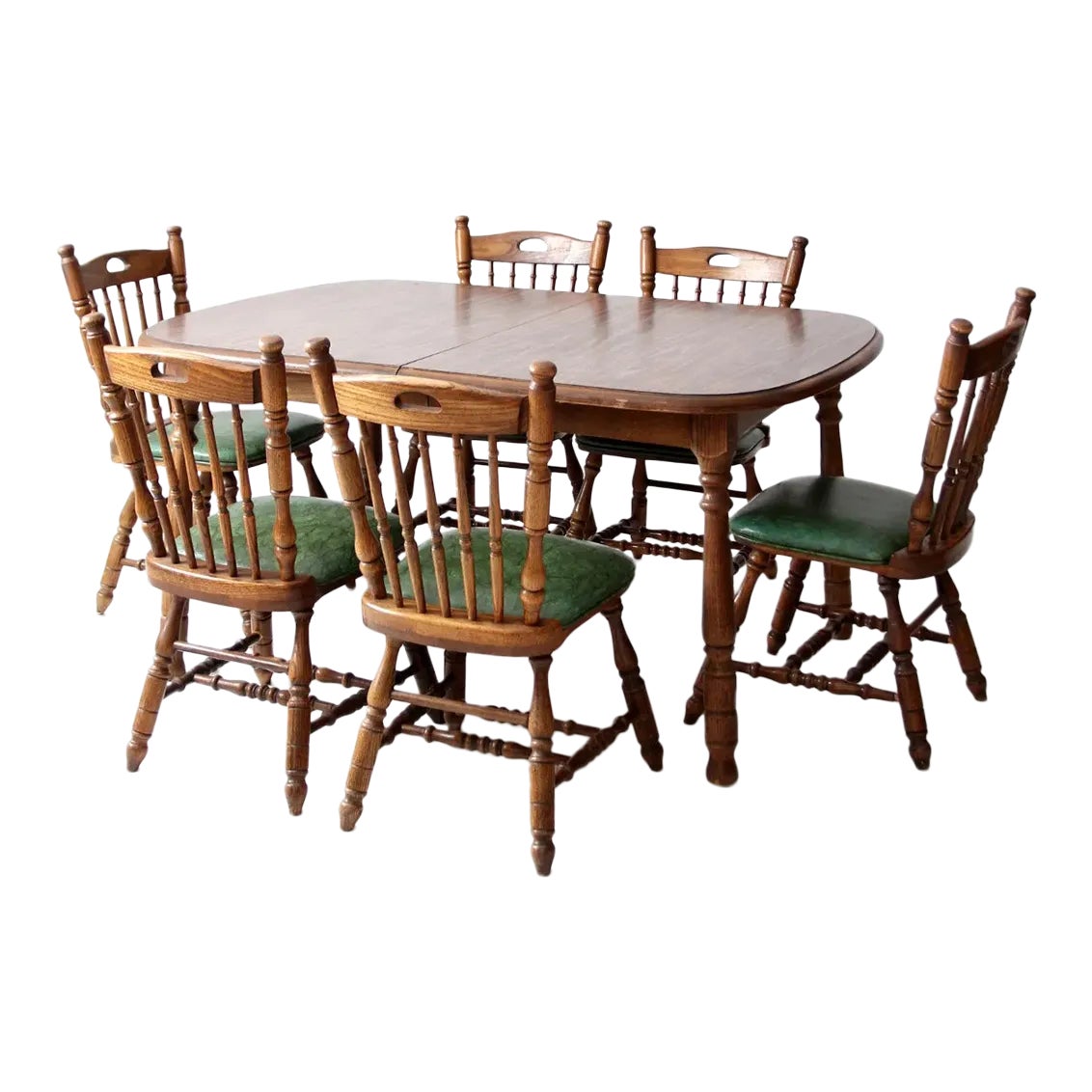 Vintage Virginia House Oak Dining Table and Chair Set | Chairish